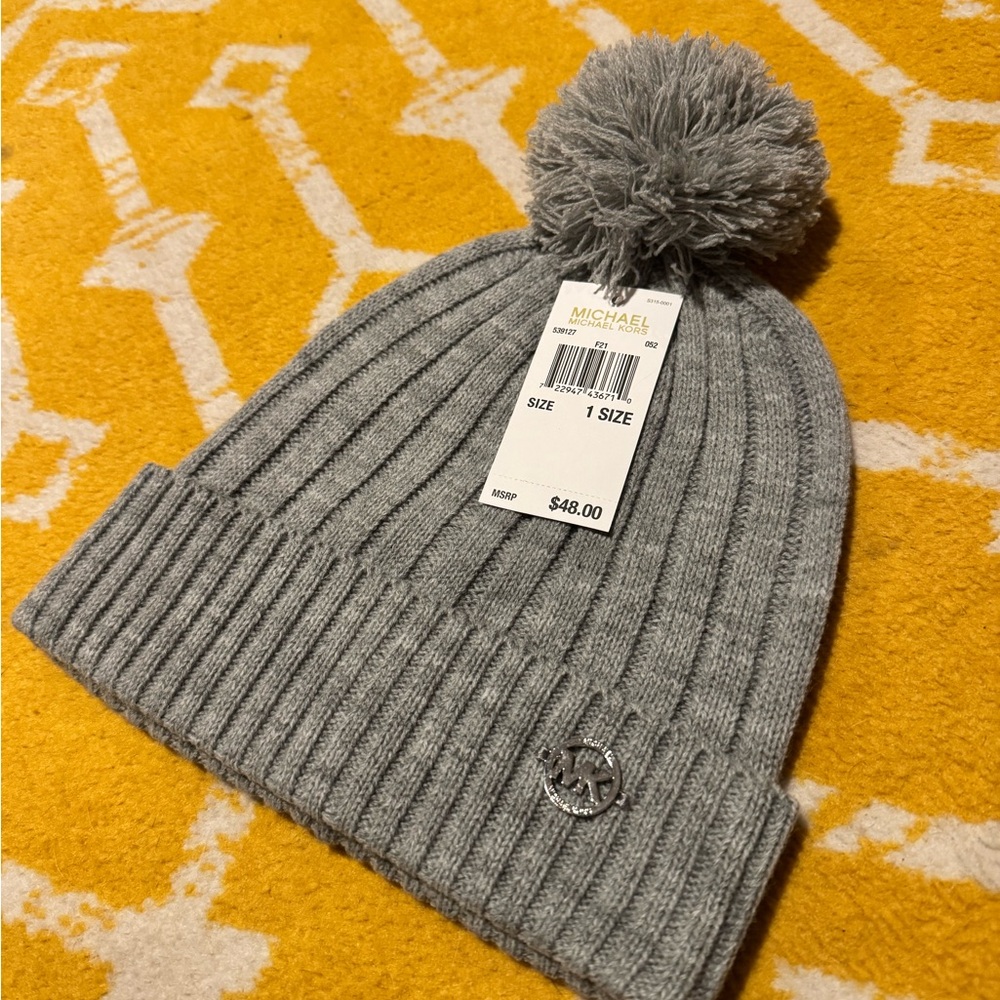 Michael Kors Gray Pom-Pom Beanie
